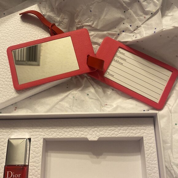 Dior - Three Pc. Travel Set | Luggage Tag, 999 Red Satin Lipstick & Polish - NIB - Picture 6 of 9
